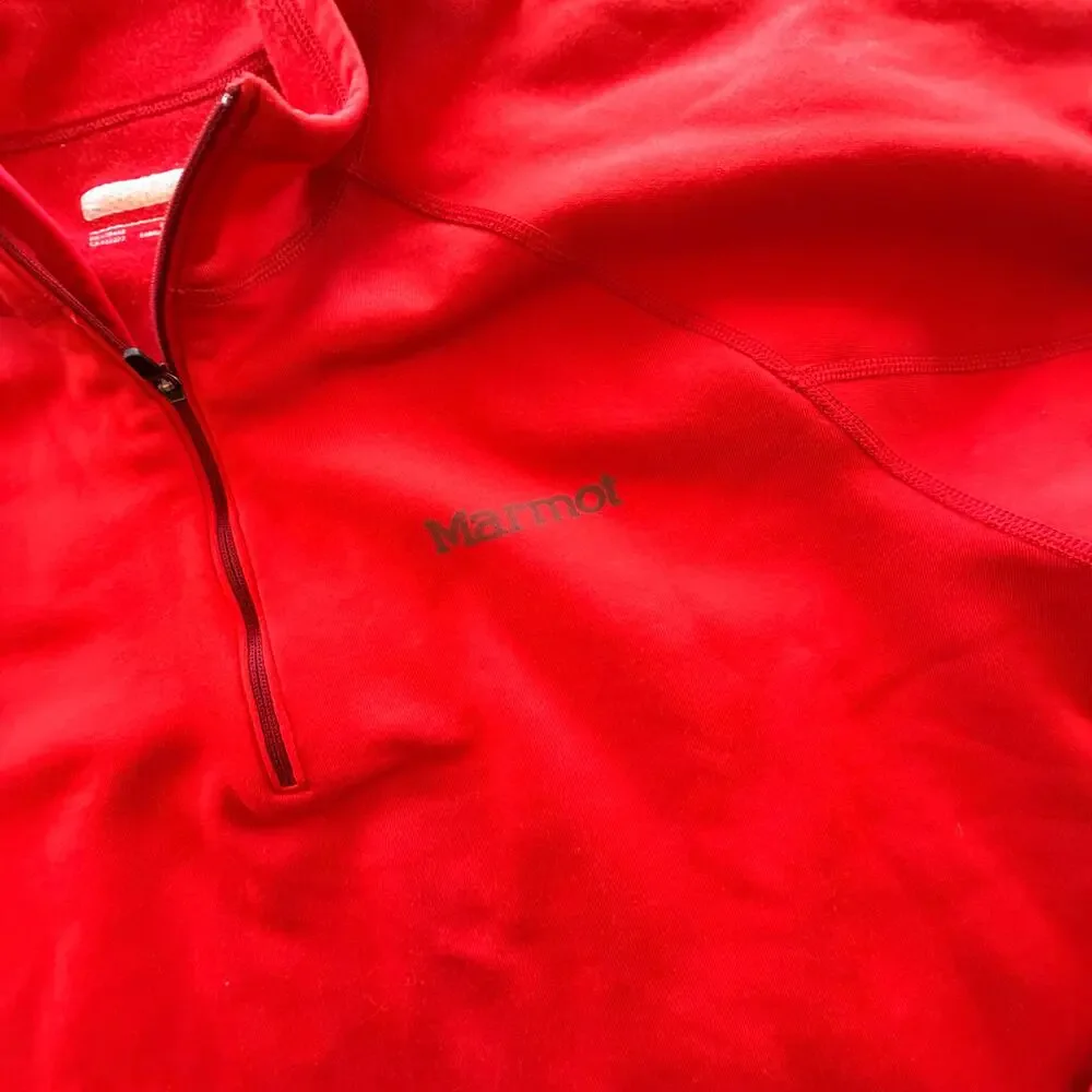 Marmot Men's Large 1/2 Zip Stretch‎ Fleece Pullover red Jacket base layer